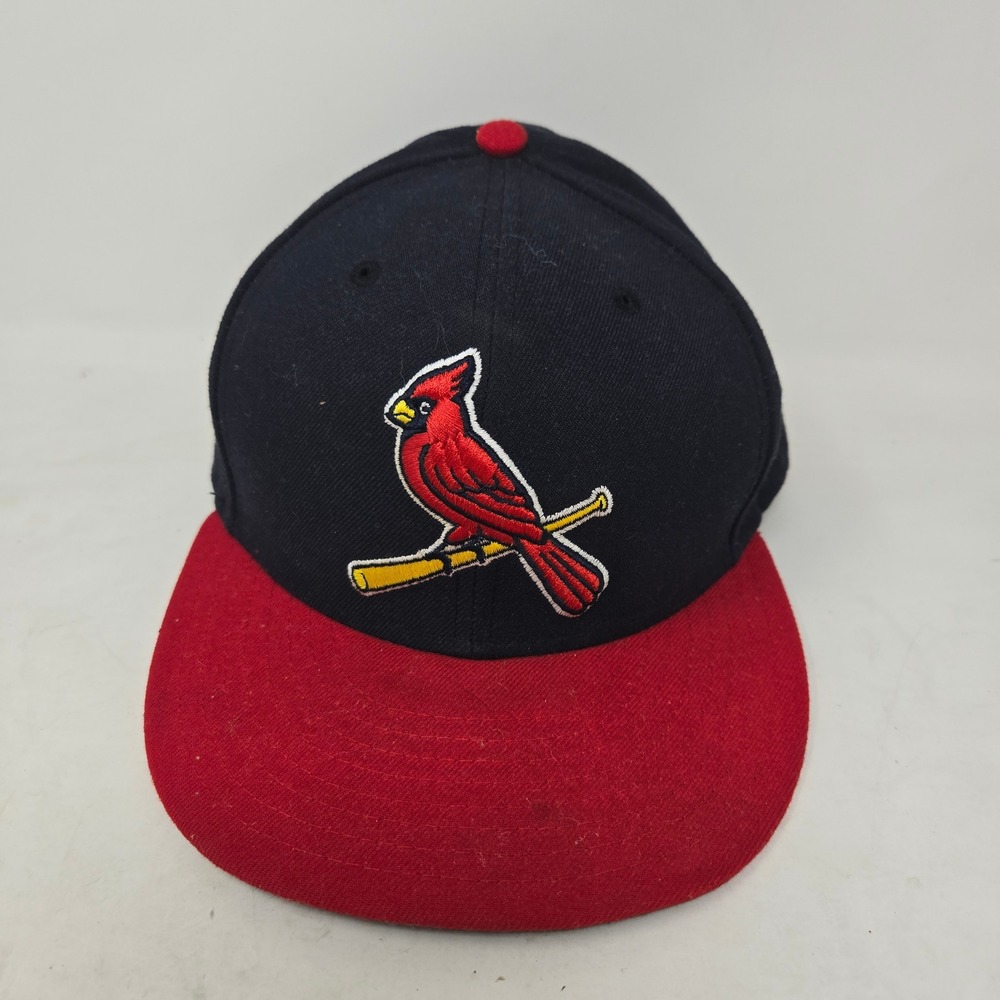 New Era 59FIFTY St Louis Cardinals MLB On-Field‎ Fitted Hat 7 3/8 Navy Red Cap